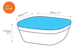 Boîtes Carrées>Duralex Freshbox - Boite de conservation carrée couvercle bleu 2L