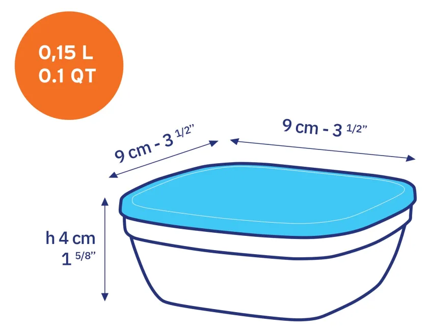 Boîtes Carrées>Duralex Freshbox - Boite de conservation carrée couvercle blanc 15cl