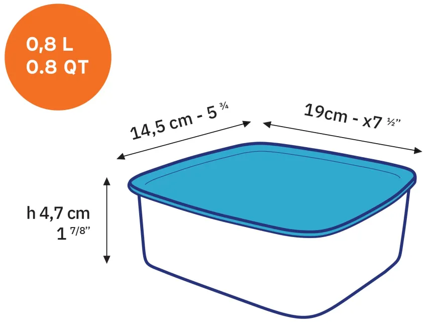 Professionnels De La Restauration|Boîtes Rectangulaires>Duralex Freshbox - Boite de conservation rectangulaire couvercle bleu 80cl