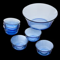Kits|Saladiers>Duralex Lys - Saladier (2.2L) et petites coupelles de service (25cl) / Marine